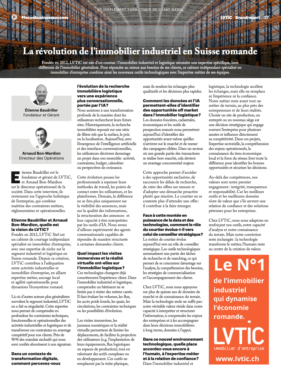 La révolution de l'immobilier industriel en Suisse romande